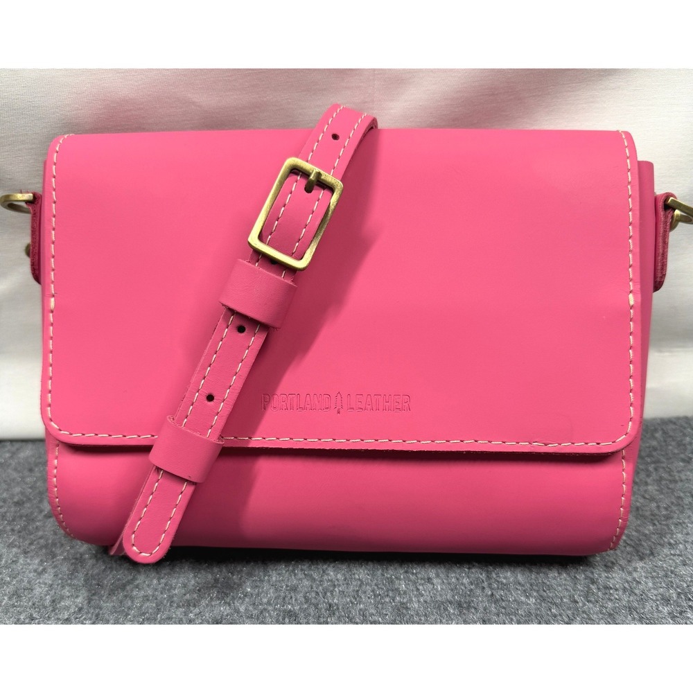 Portland Leather Goods Hot Pink Metro Crossbody Bag Purse Minimalist Artisan - Picture 1 of 10
